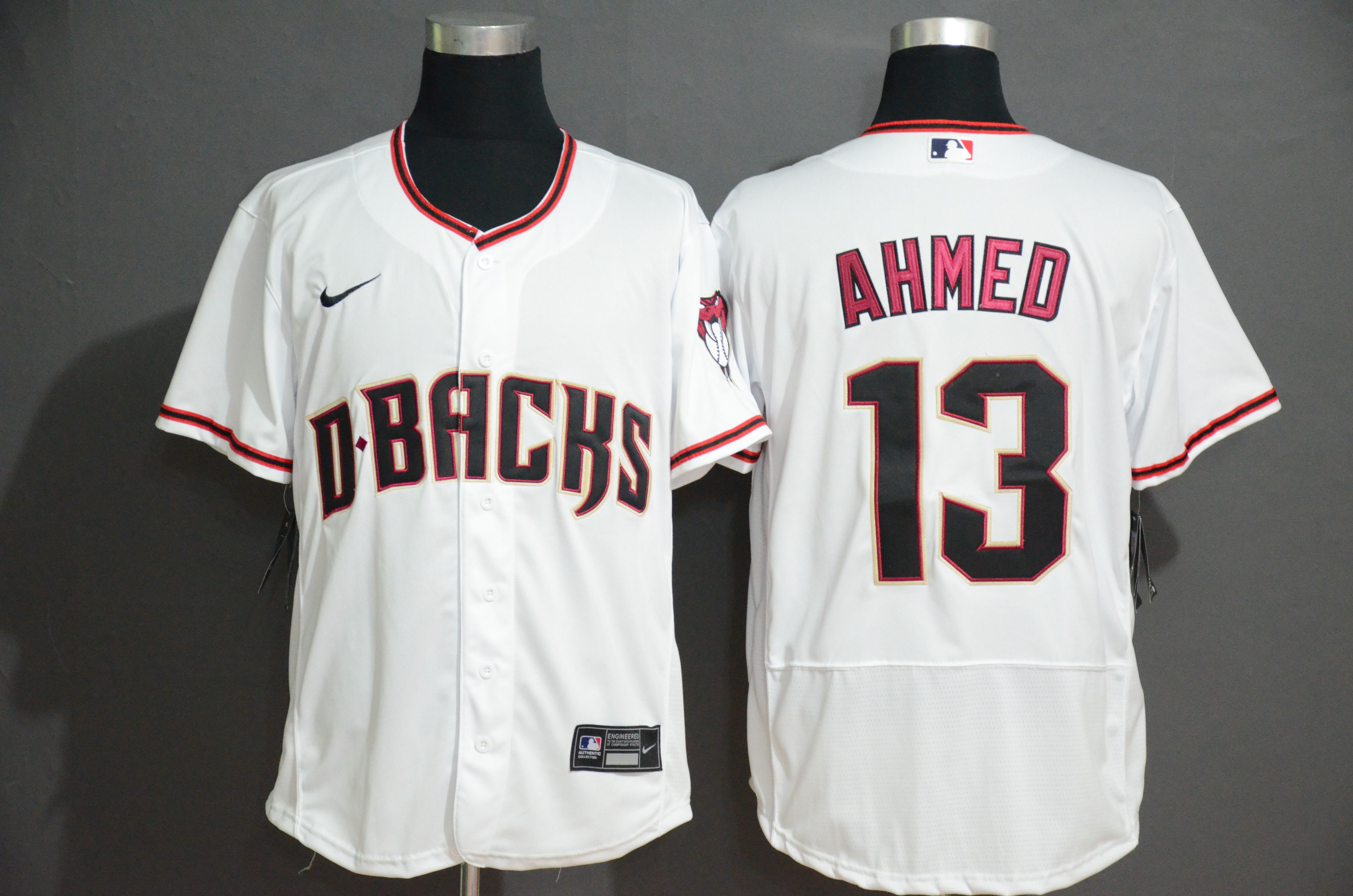 Men Arizona Diamondback 13 Ahmed White Nike Elite MLB Jerseys